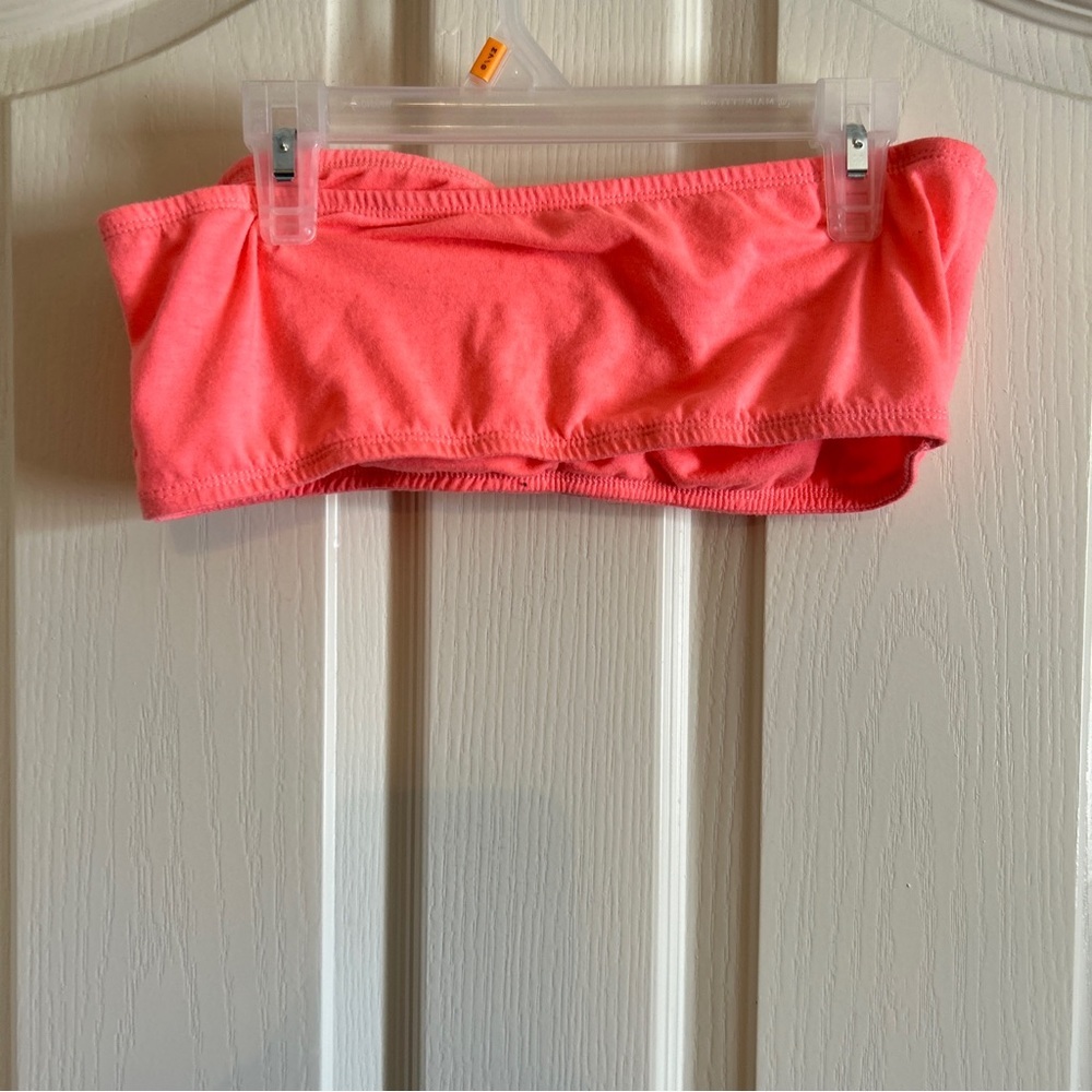 Juniors bandeau bikini top sz 11/13 coral color strapless - Picture 9 of 11